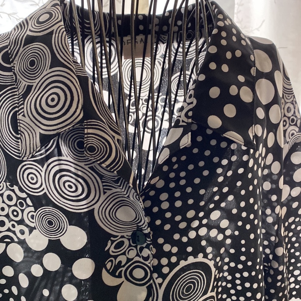 ~Regal~ XL Polyester Black & White Button Down Shirt